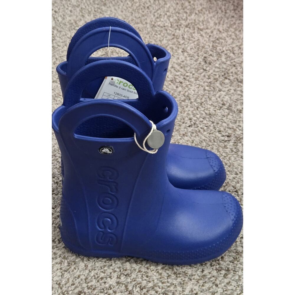 CROCS 12803 Kids Cerulean Blue Handle It Rain Boots US 2 size J2 Youth Big Kids - Picture 6 of 9